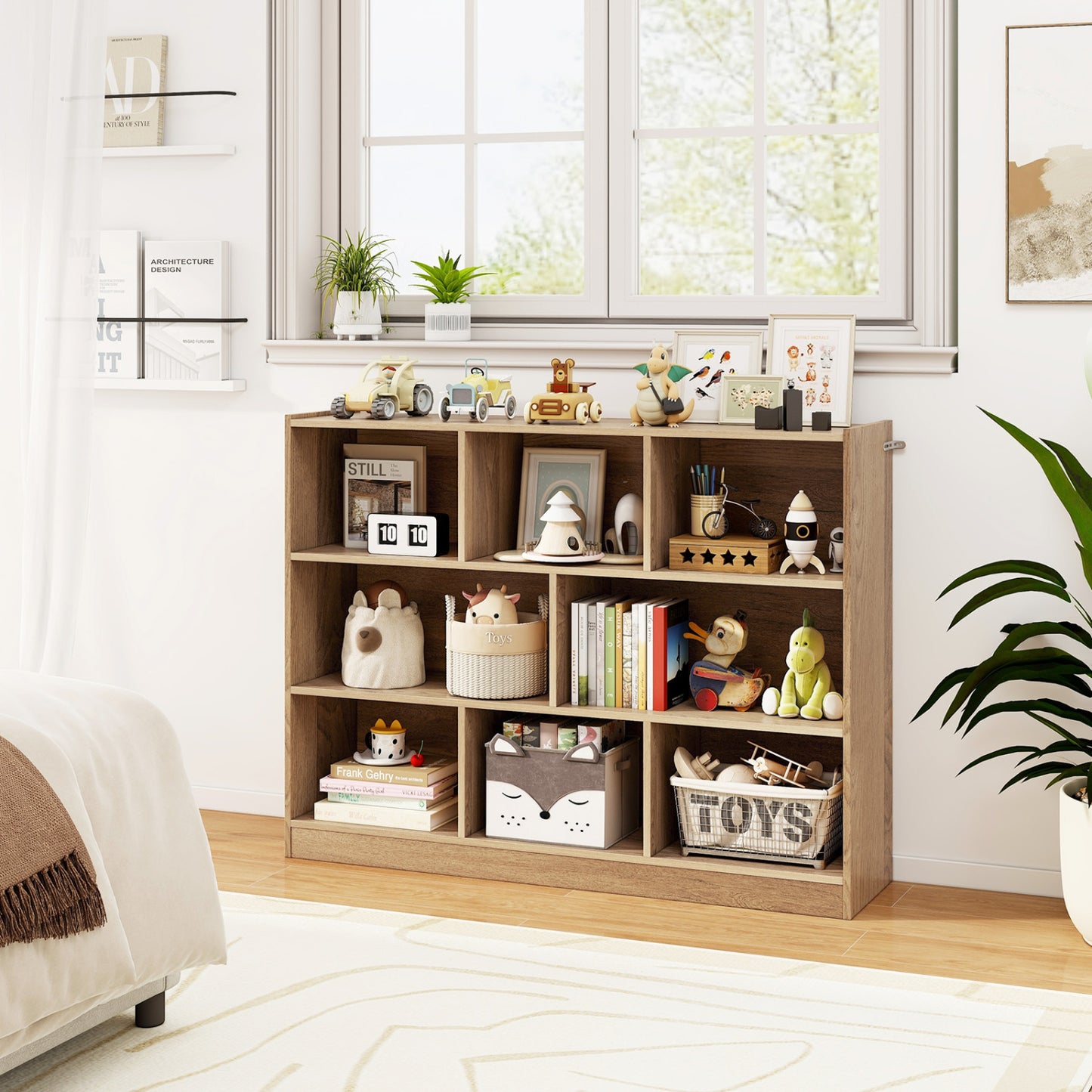 3-Tier Open Bookcase, 8-Cube Floor Storage Shelves, Natural Bookcases at Gallery Canada