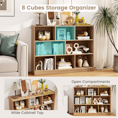 3-Tier Open Bookcase, 8-Cube Floor Storage Shelves, Natural Bookcases at Gallery Canada