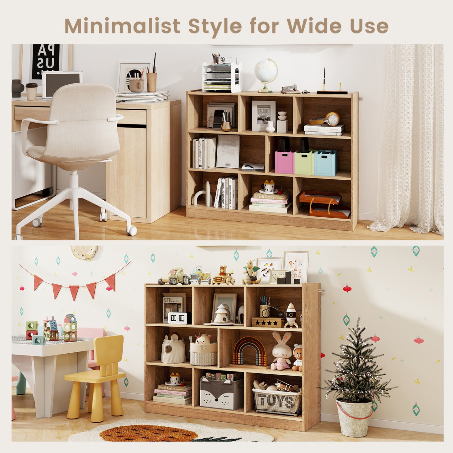 3-Tier Open Bookcase, 8-Cube Floor Storage Shelves, Natural Bookcases at Gallery Canada