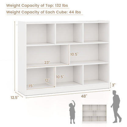 3-Tier 8-Cube Bookcase, Floor Standing Storage Shelves, White Bookcases at Gallery Canada