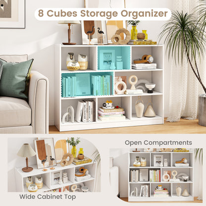 3-Tier 8-Cube Bookcase, Floor Standing Storage Shelves, White Bookcases at Gallery Canada