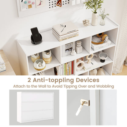3-Tier 8-Cube Bookcase, Floor Standing Storage Shelves, White Bookcases at Gallery Canada