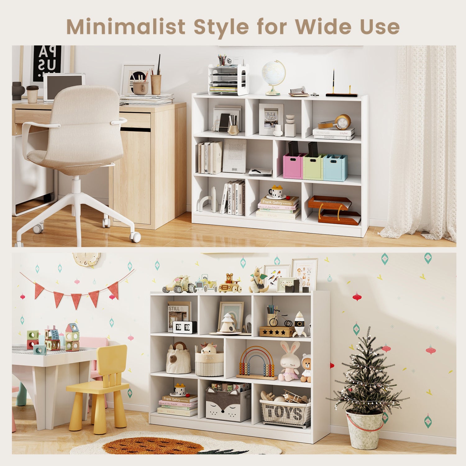 3-Tier 8-Cube Bookcase, Floor Standing Storage Shelves, White Bookcases at Gallery Canada