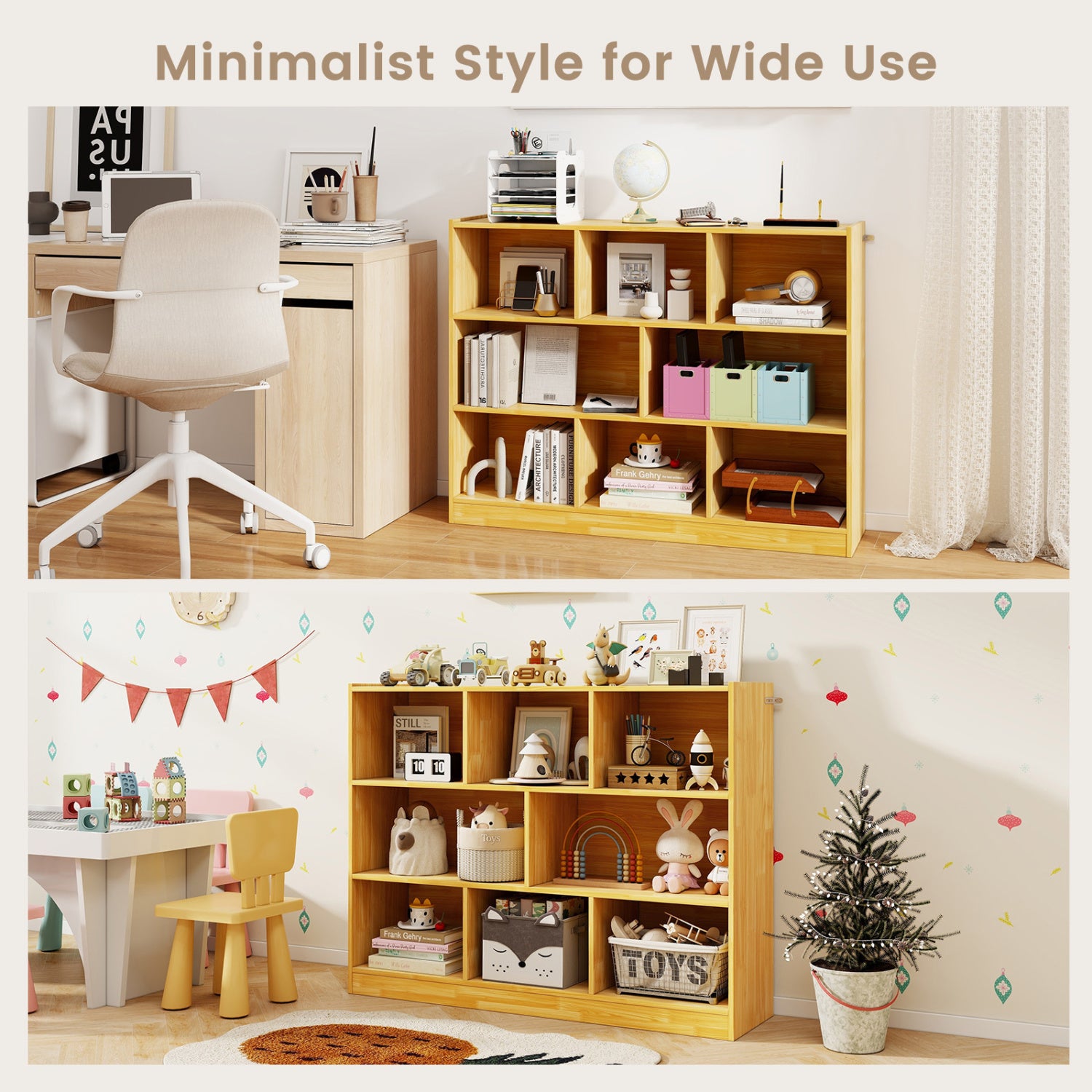 3-Tier 8-Cube Floor Standing Storage Shelves, Yellow Bookcases at Gallery Canada