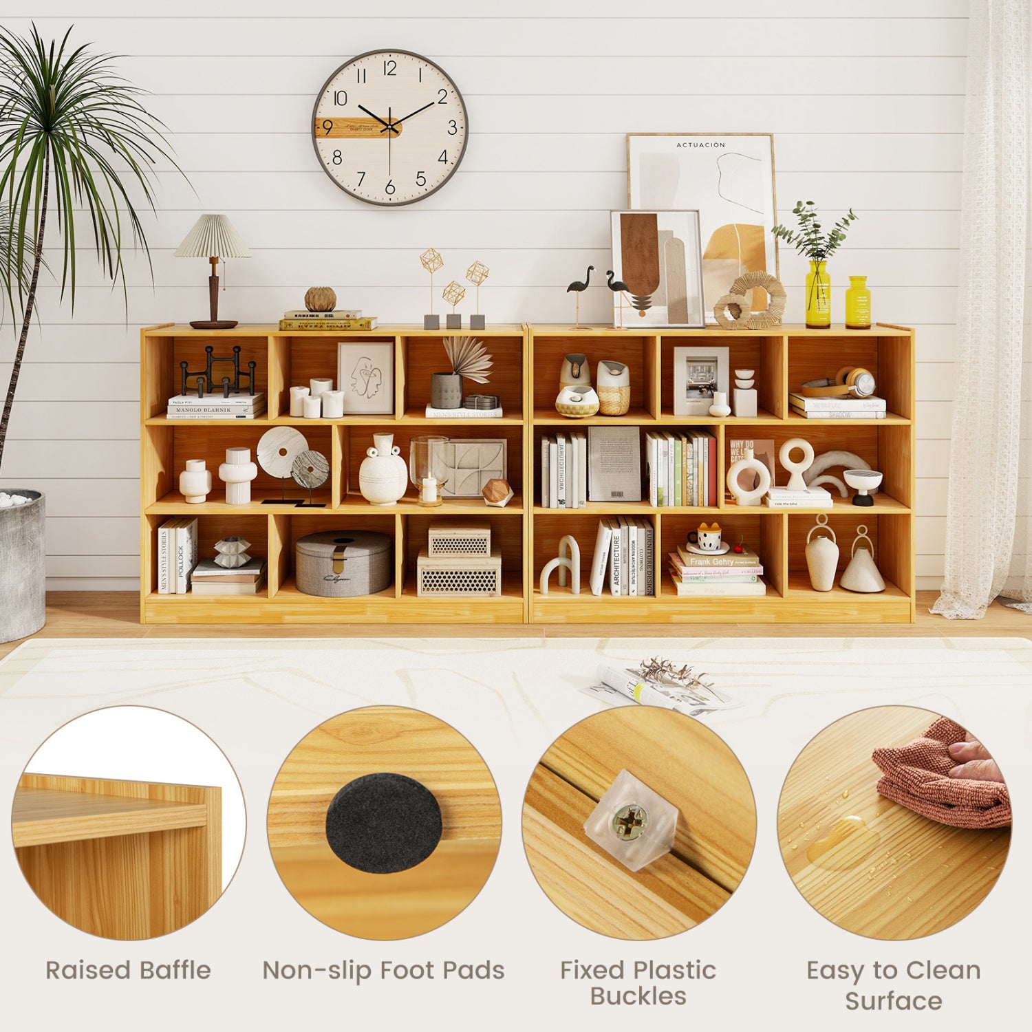 3-Tier 8-Cube Floor Standing Storage Shelves, Yellow Bookcases at Gallery Canada