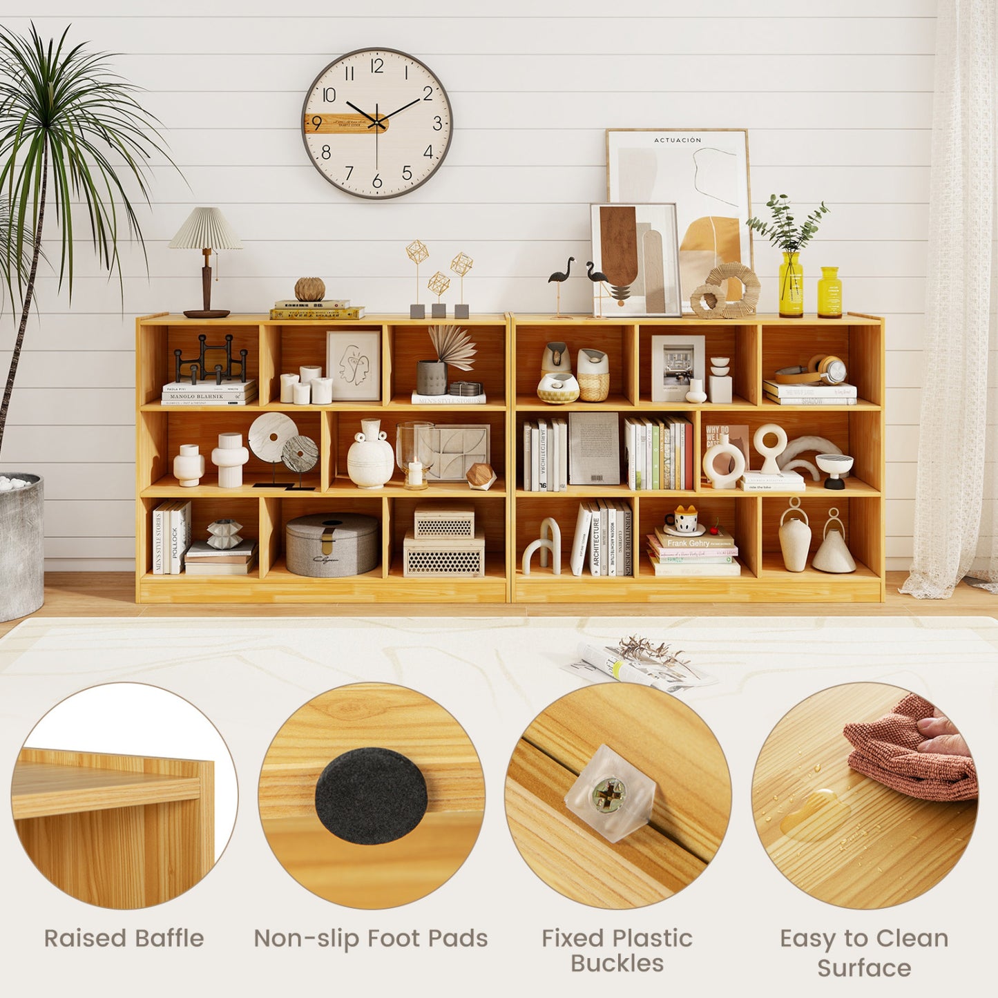 3-Tier 8-Cube Floor Standing Storage Shelves, Yellow Bookcases at Gallery Canada