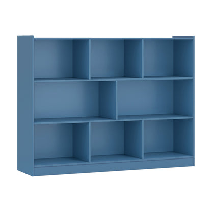 3-Tier Open Bookcase, 8-Cube Floor Standing Storage Shelves, Blue Bookcases Blue at Gallery Canada