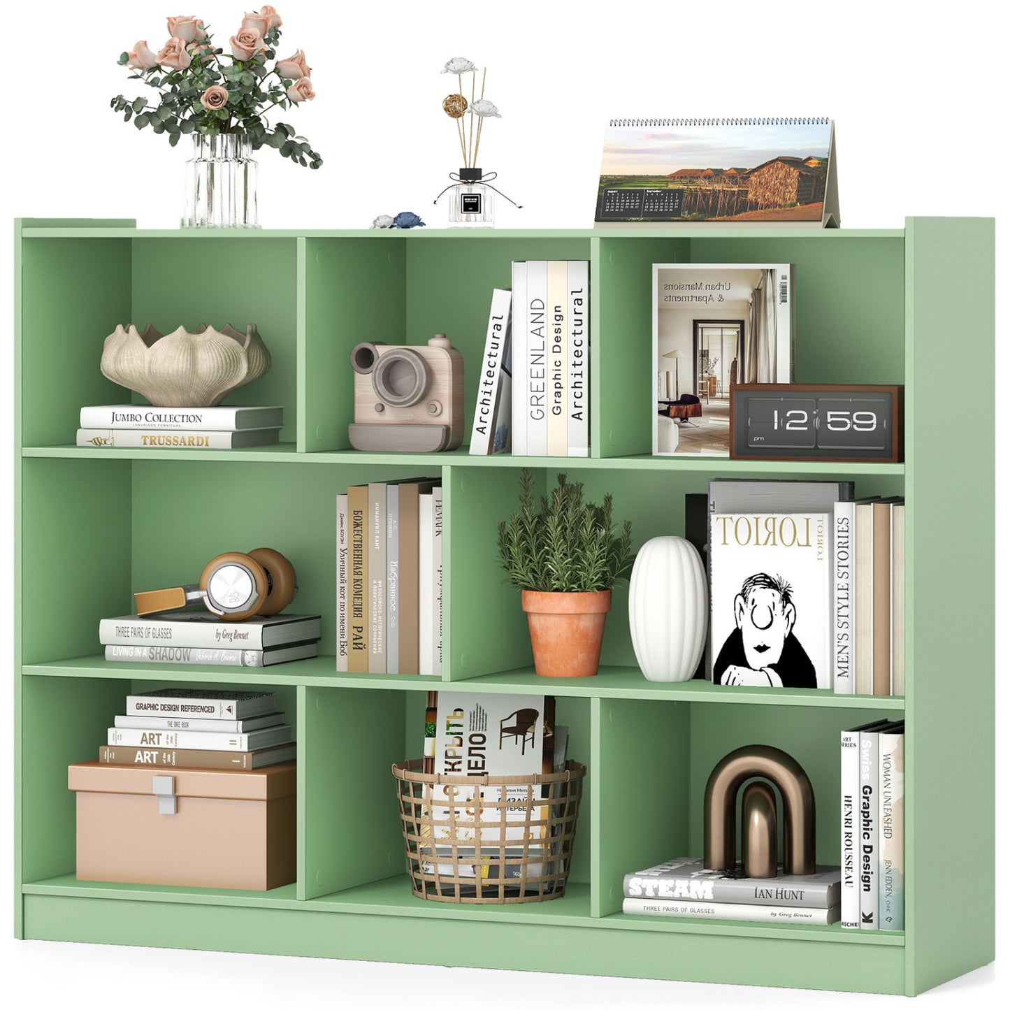 3-Tier Open Bookcase, 8-Cube Floor Shelves, Green Bookcases at Gallery Canada