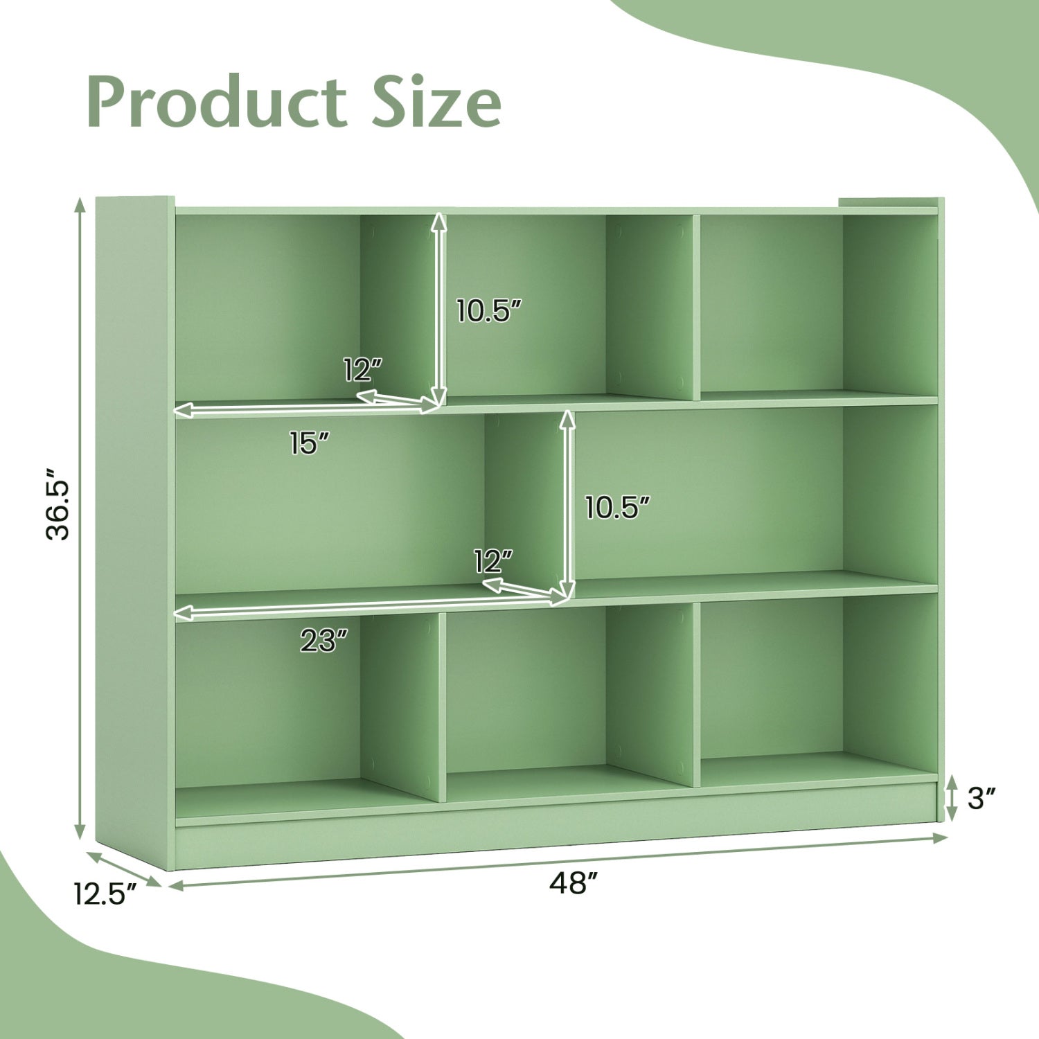 3-Tier Open Bookcase, 8-Cube Floor Shelves, Green Bookcases at Gallery Canada