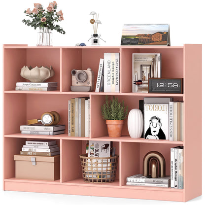 3-Tier 8-Cube Open Bookcase, Pink
