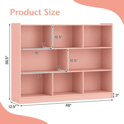 3-Tier 8-Cube Open Bookcase, Pink