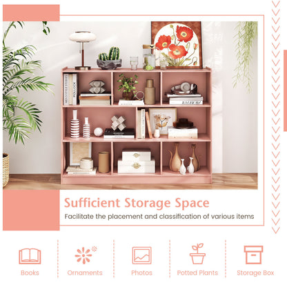 3-Tier 8-Cube Open Bookcase, Pink