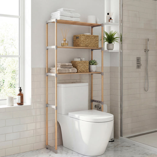 3-Tier Over The Toilet Storage Rack with Open Shelves, Gray Toilet Gray at Gallery Canada