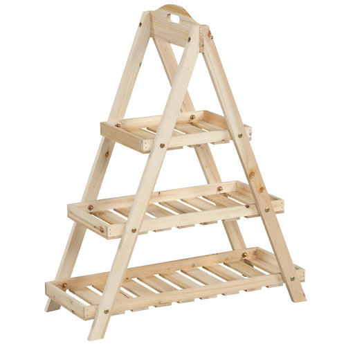3-Tier Plant Stand, Flower Pot Display, Natural