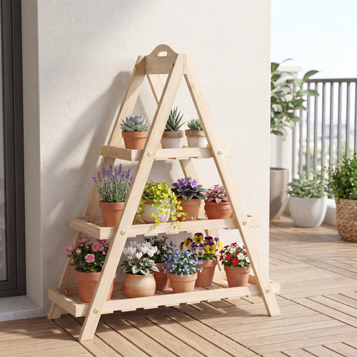 3-Tier Plant Stand, Flower Pot Display, Natural