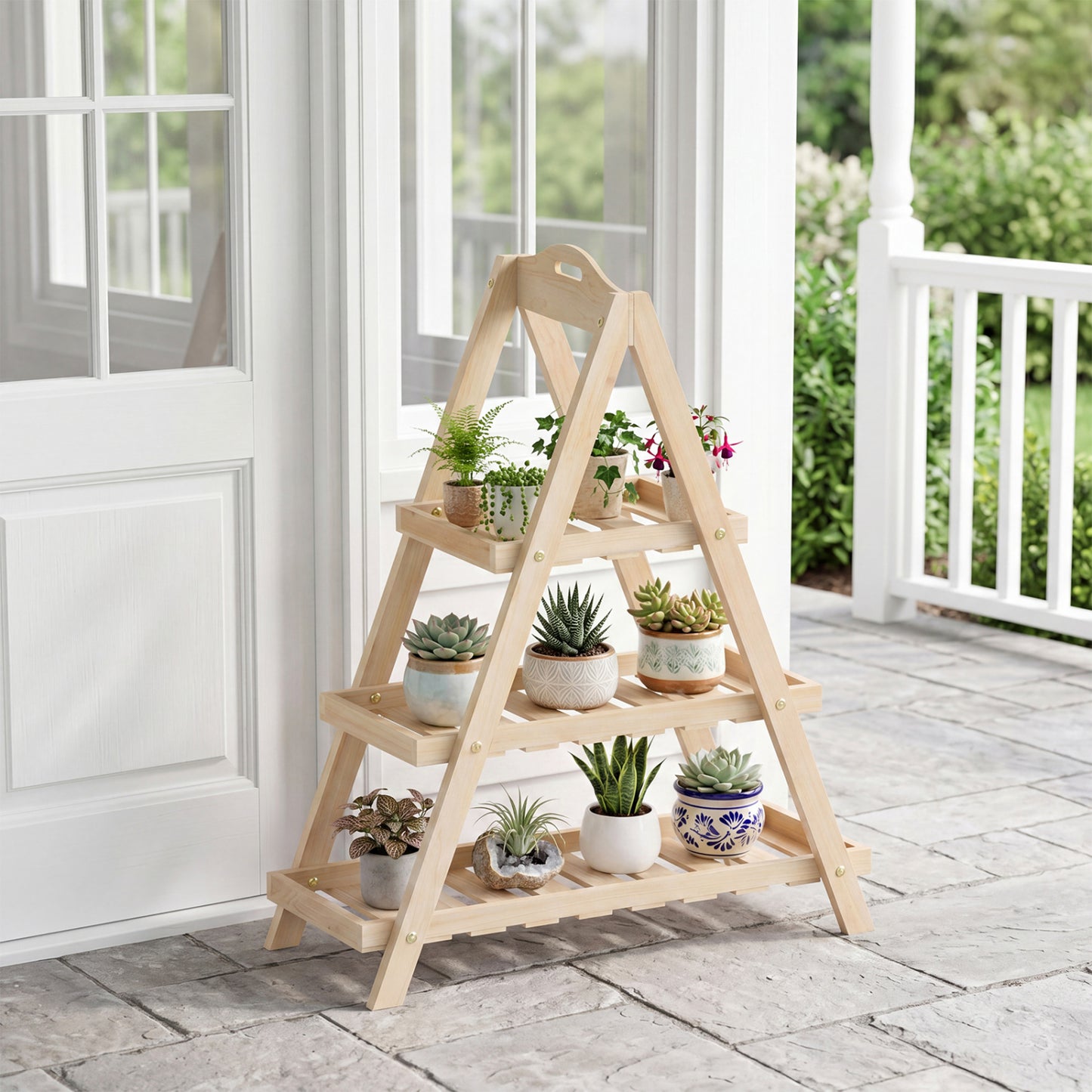 3-Tier Plant Stand, Flower Pot Display, Natural Plant Stands at Gallery Canada