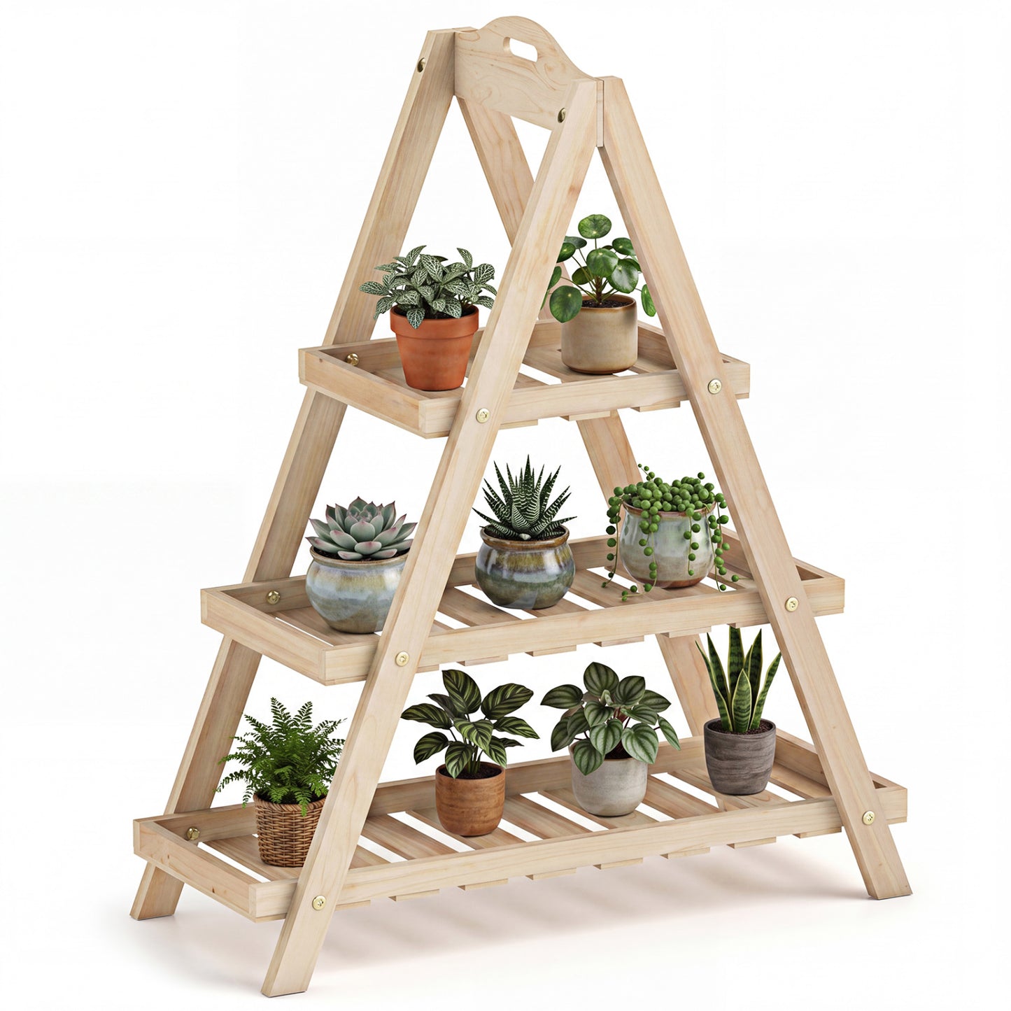 3-Tier Plant Stand, Flower Pot Display, Natural Plant Stands at Gallery Canada