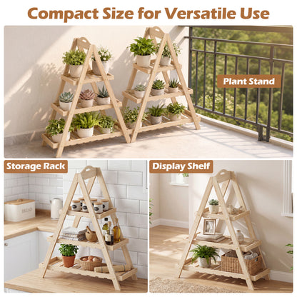 3-Tier Plant Stand, Flower Pot Display, Natural Plant Stands at Gallery Canada