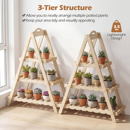 3-Tier Plant Stand, Flower Pot Display, Natural Plant Stands at Gallery Canada