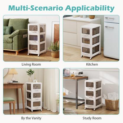 3-Tier Plastic Drawer Storage Organizer, Rolling Cart, Lockable Wheels File Cabinets at Gallery Canada