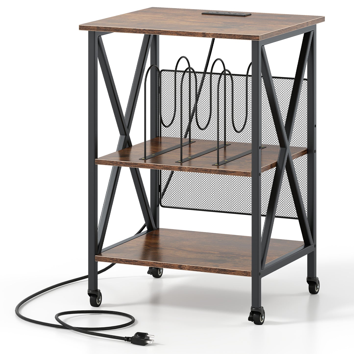 3-Tier Record Player Stand, Adjustable Shelf, Charging Station, Coffee Corner Desks Coffee at Gallery Canada