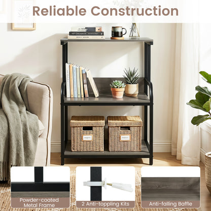 3-Tier Rolling Printer Stand, Adjustable Shelf, Lockable Wheels, Oak