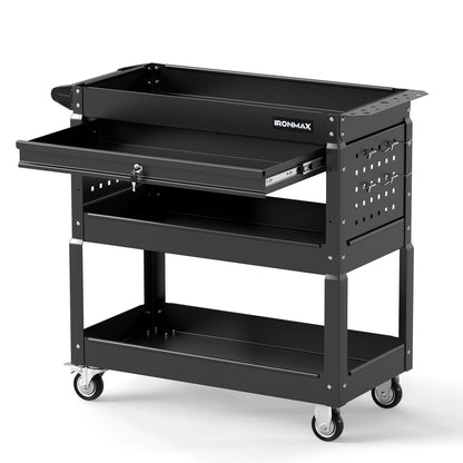 3-Tier Rolling Tool Cart With Lockable Drawer, Black Garages at Gallery Canada