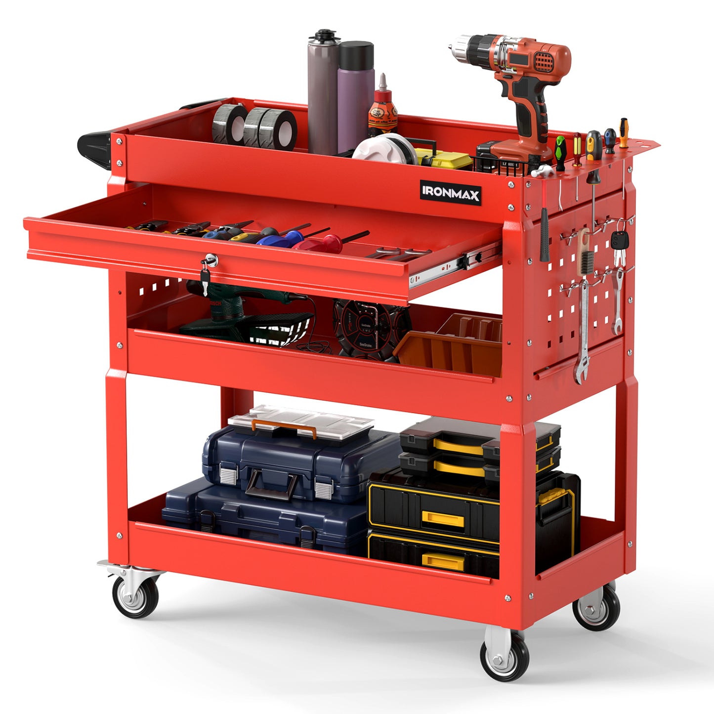 3-Tier Rolling Tool Cart, Red Garages at Gallery Canada