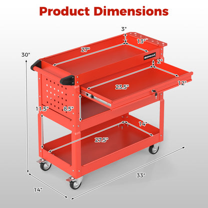 3-Tier Rolling Tool Cart, Red Garages at Gallery Canada