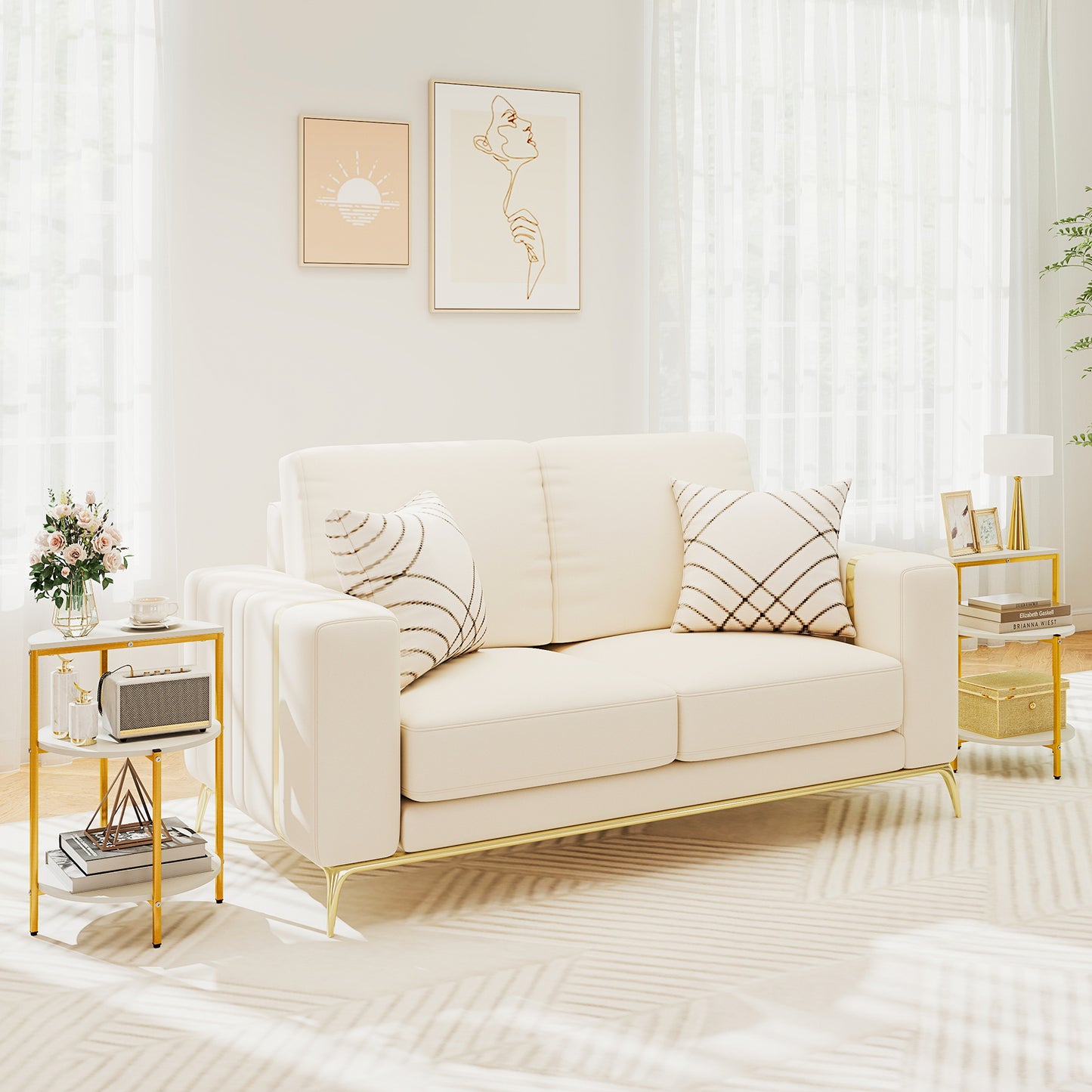 3-Tier Round End Table for Small Space and Bedroom Room-Set of 2 End & Side Tables at Gallery Canada
