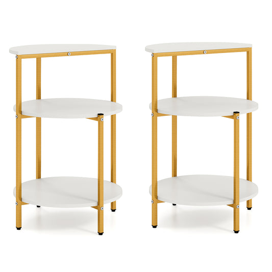 3-Tier Round End Table for Small Space and Bedroom Room-Set of 2 End & Side Tables Options at Gallery Canada