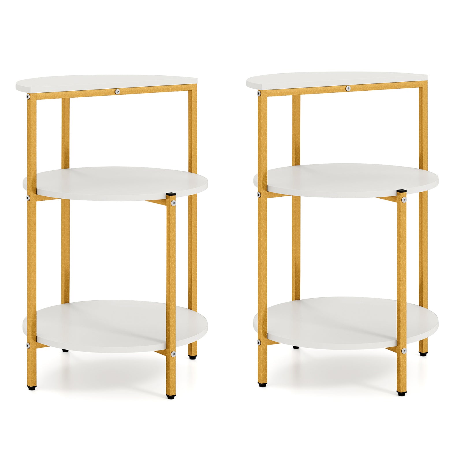 3-Tier Round End Table for Small Space and Bedroom Room-Set of 2 End & Side Tables at Gallery Canada