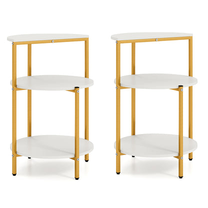 3-Tier Round End Table for Small Space and Bedroom Room-Set of 2 End & Side Tables at Gallery Canada