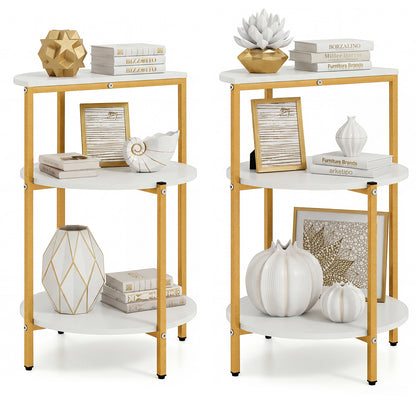 3-Tier Round End Table for Small Space and Bedroom Room-Set of 2 End & Side Tables at Gallery Canada