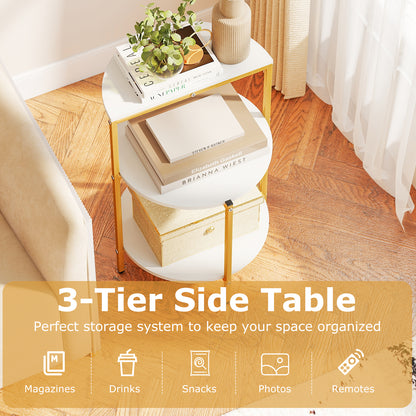 3-Tier Round End Table for Small Space and Bedroom Room-Set of 2 End & Side Tables at Gallery Canada