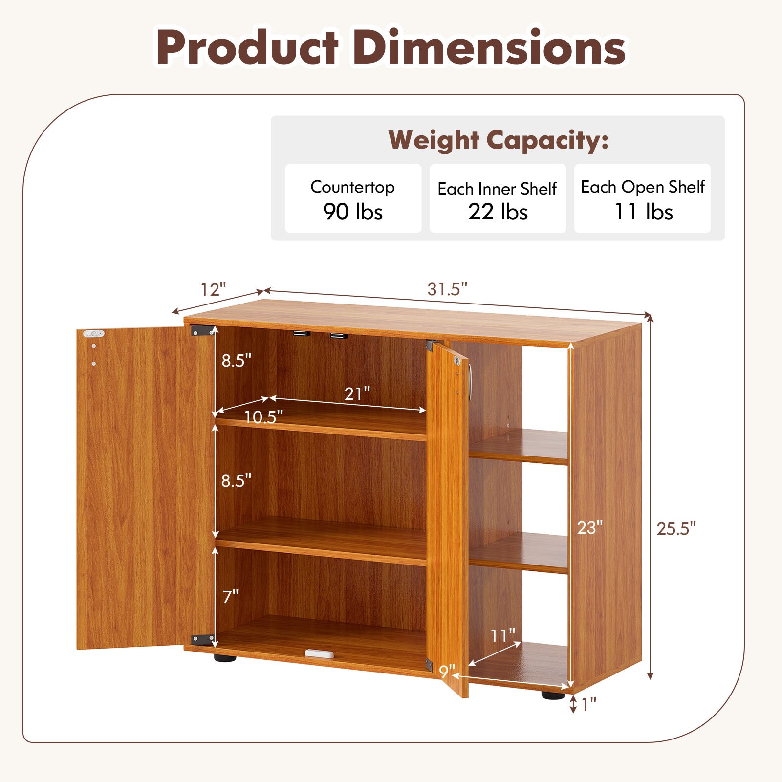 3-Tier Shoe Cabinet with Doors with Adjustable Open Shelves for Entryway, Natural Shoe Racks & Storage Benches at Gallery Canada