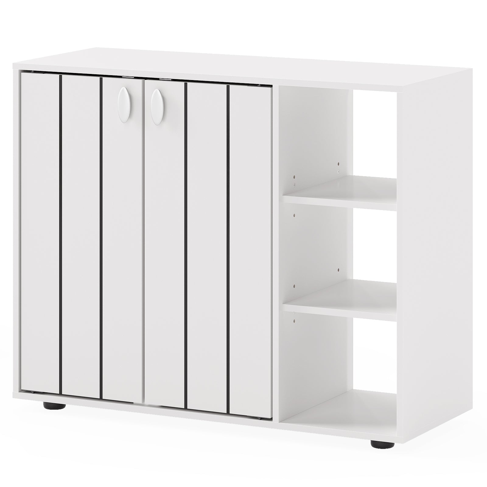 3-Tier Shoe Cabinet with Doors with Adjustable Open Shelves for Entryway, White Shoe Racks & Storage Benches at Gallery Canada
