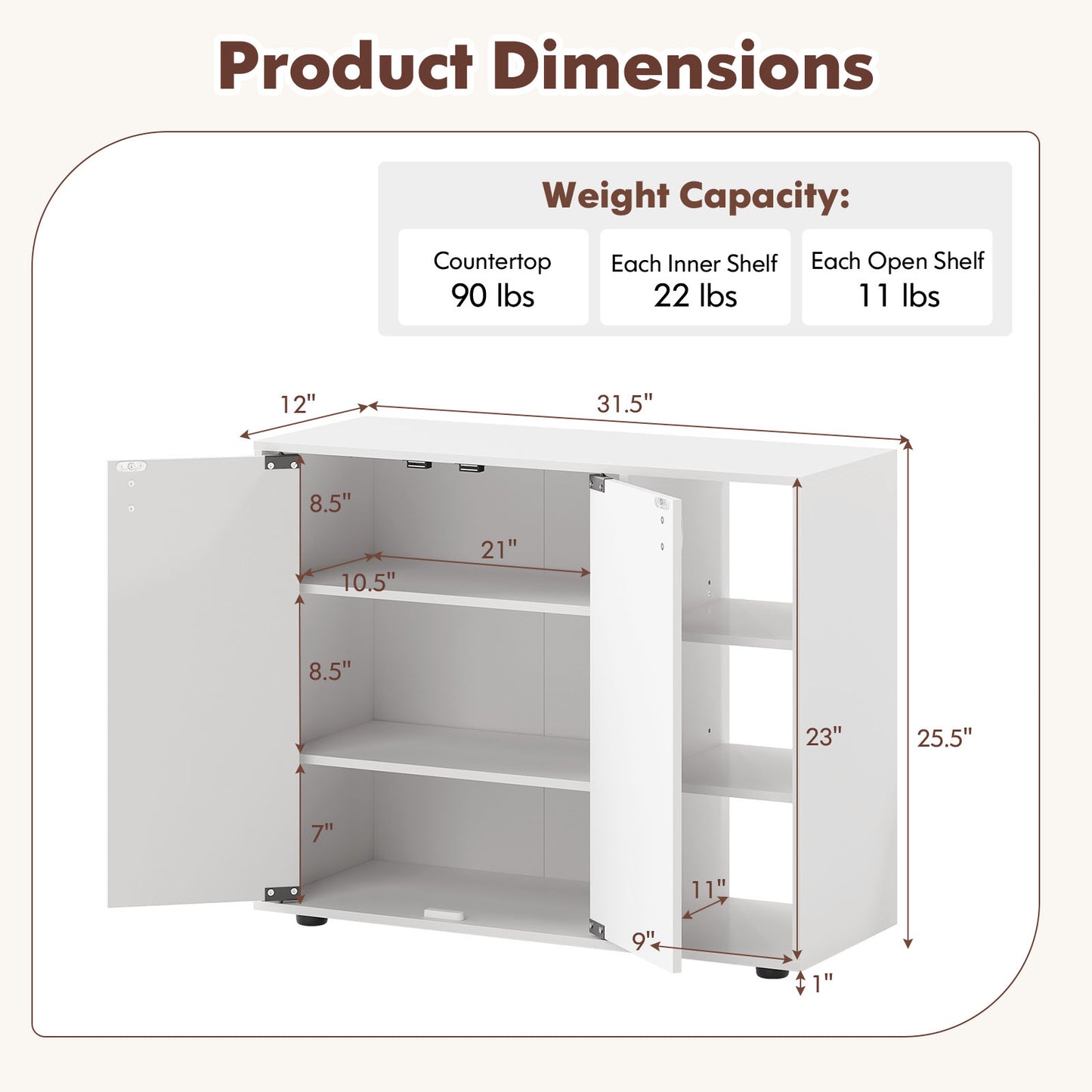 3-Tier Shoe Cabinet with Doors with Adjustable Open Shelves for Entryway, White Shoe Racks & Storage Benches at Gallery Canada