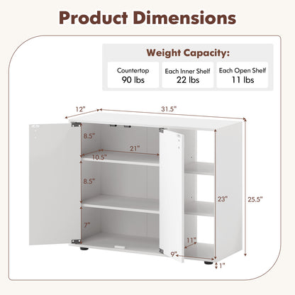 3-Tier Shoe Cabinet with Doors with Adjustable Open Shelves for Entryway, White Shoe Racks & Storage Benches at Gallery Canada