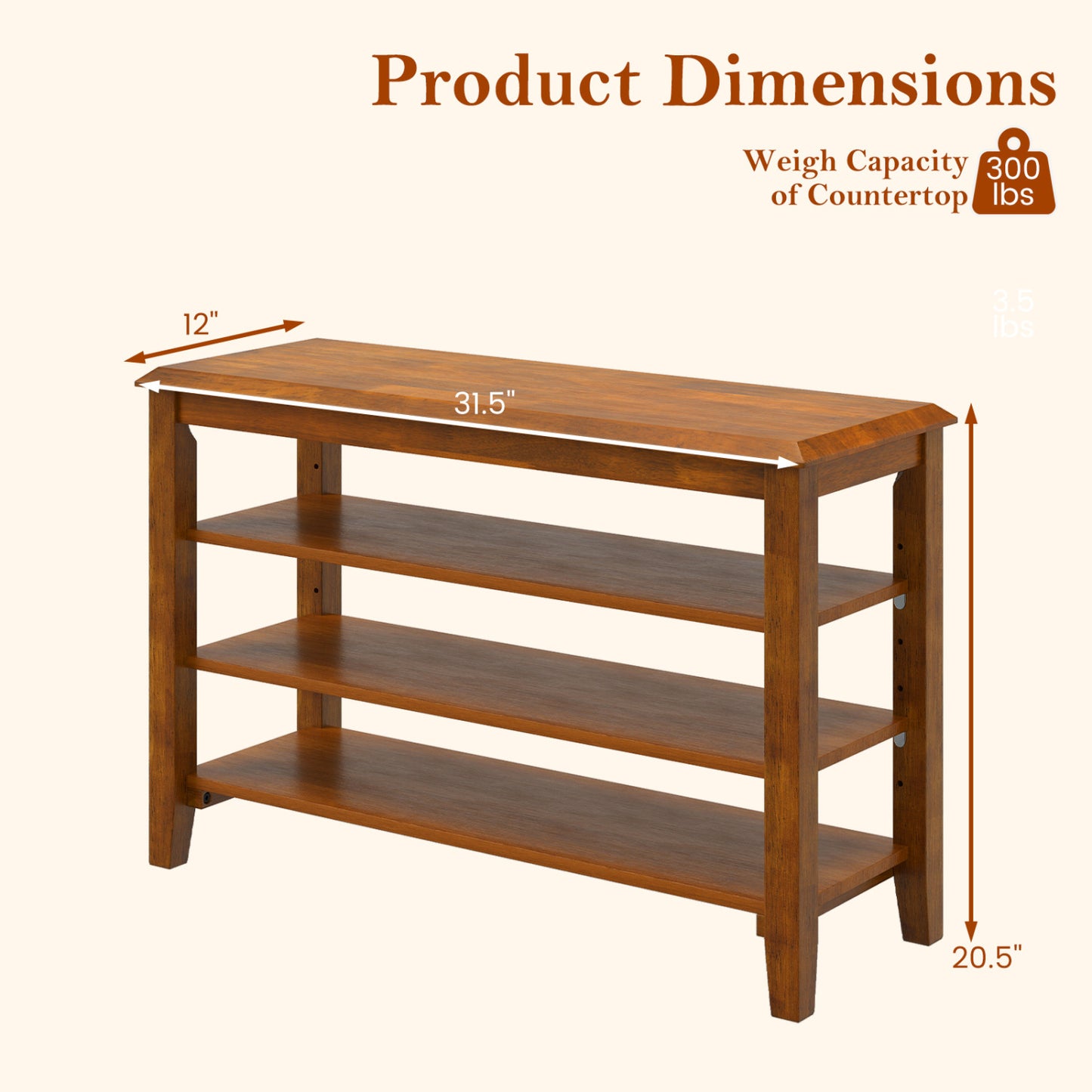 3-Tier Shoe Rack Bench, Adjustable Shelves, Entryway Living Room, Brown Shoe Racks & Storage Benches at Gallery Canada