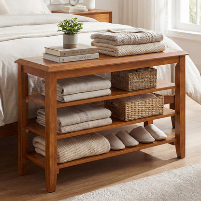 3-Tier Shoe Rack Bench, Adjustable Shelves, Entryway Living Room, Brown Shoe Racks & Storage Benches at Gallery Canada