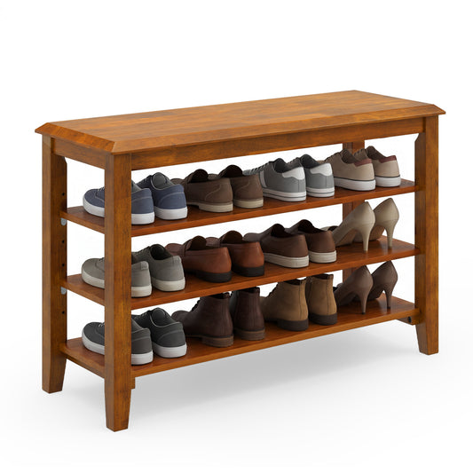3-Tier Shoe Rack Bench, Adjustable Shelves, Entryway Living Room, Brown Shoe Racks & Storage Benches Brown at Gallery Canada