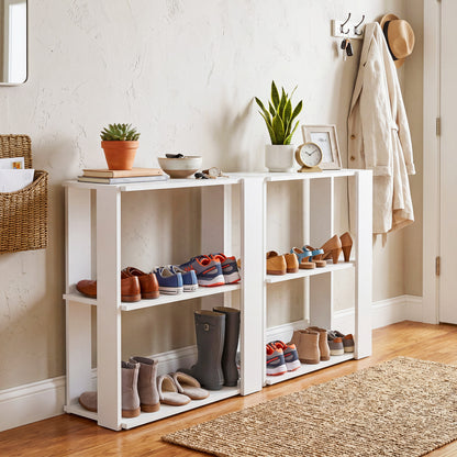 3-Tier Shoe Rack Modern Shoe Organizer with Stackable Design, White
