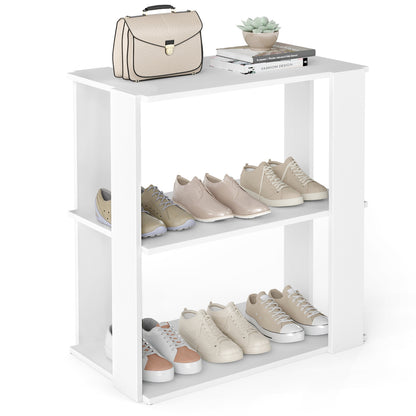 3-Tier Shoe Rack Modern Shoe Organizer with Stackable Design, White