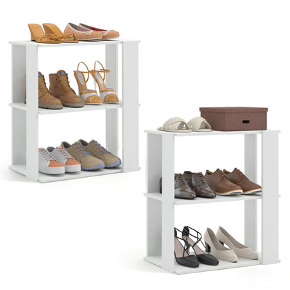 3-Tier Shoe Rack Set of 2 with Stackable Design and Anti-Tipping Device for Closet, White Shoe Racks & Storage Benches at Gallery Canada