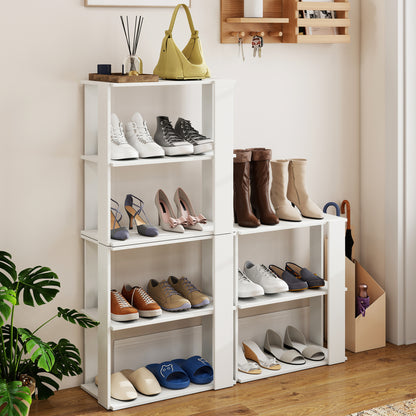 3-Tier Shoe Rack Set of 2 with Stackable Design and Anti-Tipping Device for Closet, White Shoe Racks & Storage Benches at Gallery Canada