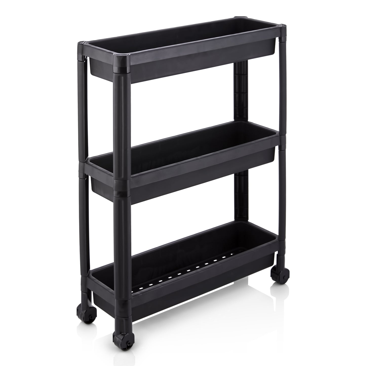 3-Tier Slim Rolling Storage Cart 2-Pack Mobile Bathroom Organizer with Wheels, Black