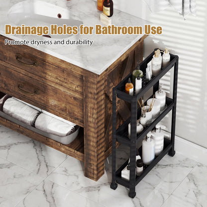 3-Tier Slim Rolling Storage Cart 2-Pack Mobile Bathroom Organizer with Wheels, Black Kitchen Islands & Carts at Gallery Canada