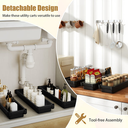 3-Tier Slim Rolling Storage Cart 2-Pack Mobile Bathroom Organizer with Wheels, Black Kitchen Islands & Carts at Gallery Canada
