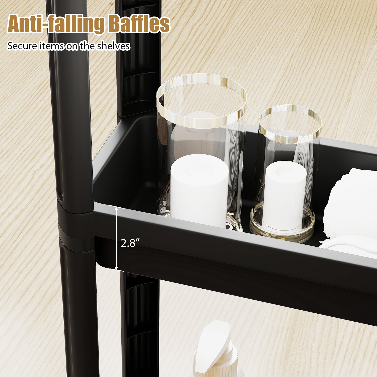 3-Tier Slim Rolling Storage Cart 2-Pack Mobile Bathroom Organizer with Wheels, Black Kitchen Islands & Carts at Gallery Canada